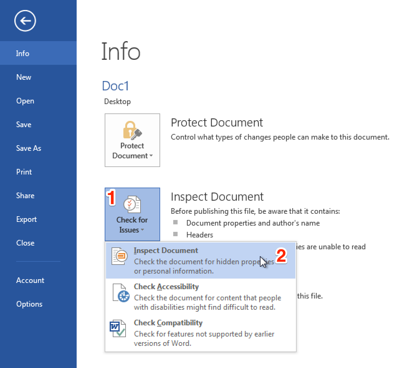 inspector de documentos word