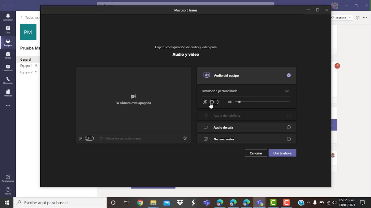 sonido microsoft teams