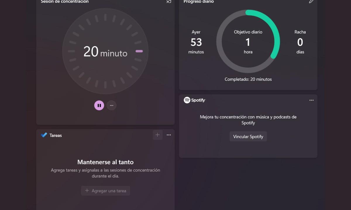 Sesiones de enfoque en Windows 11