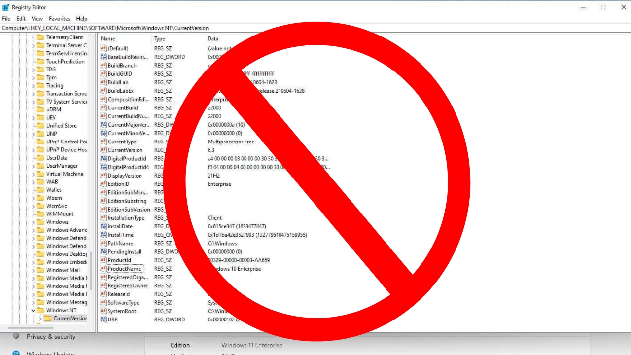 registro bloqueado windows