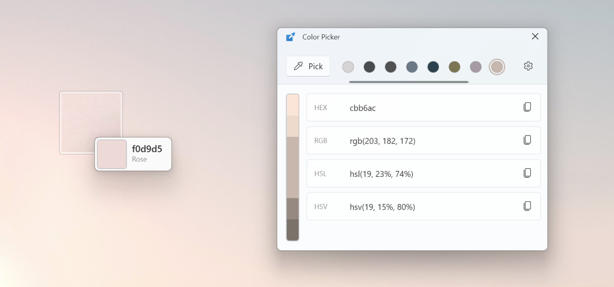 selecciona colores desde cualquier parte de la pantalla con Color Picker en windows 11