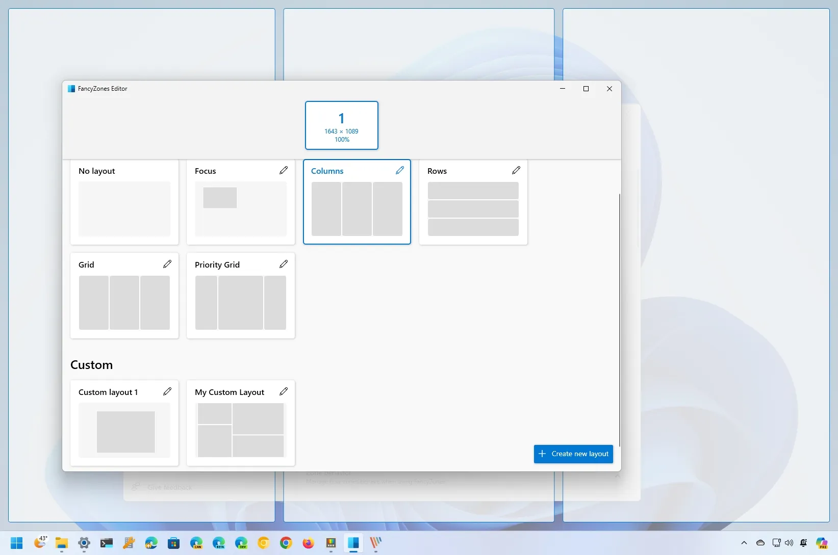 snap layouts