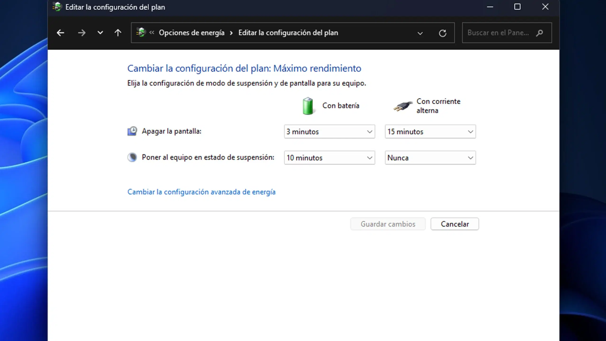 suspensión USB windows 11