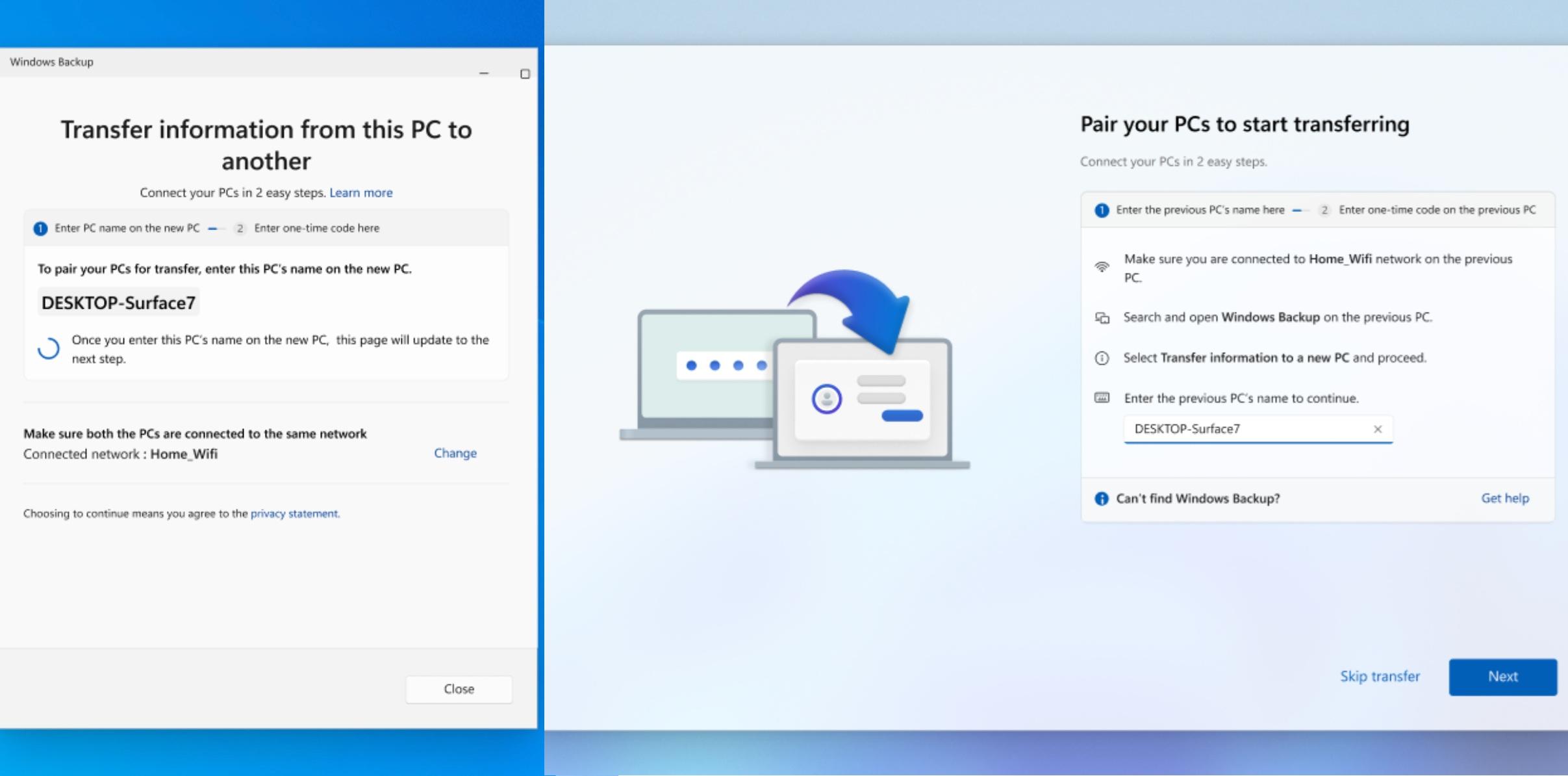 Transferencia fácil de Windows 11