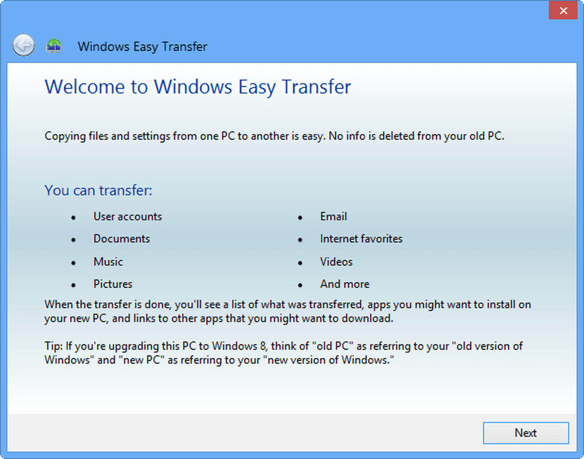 windows easy transfer