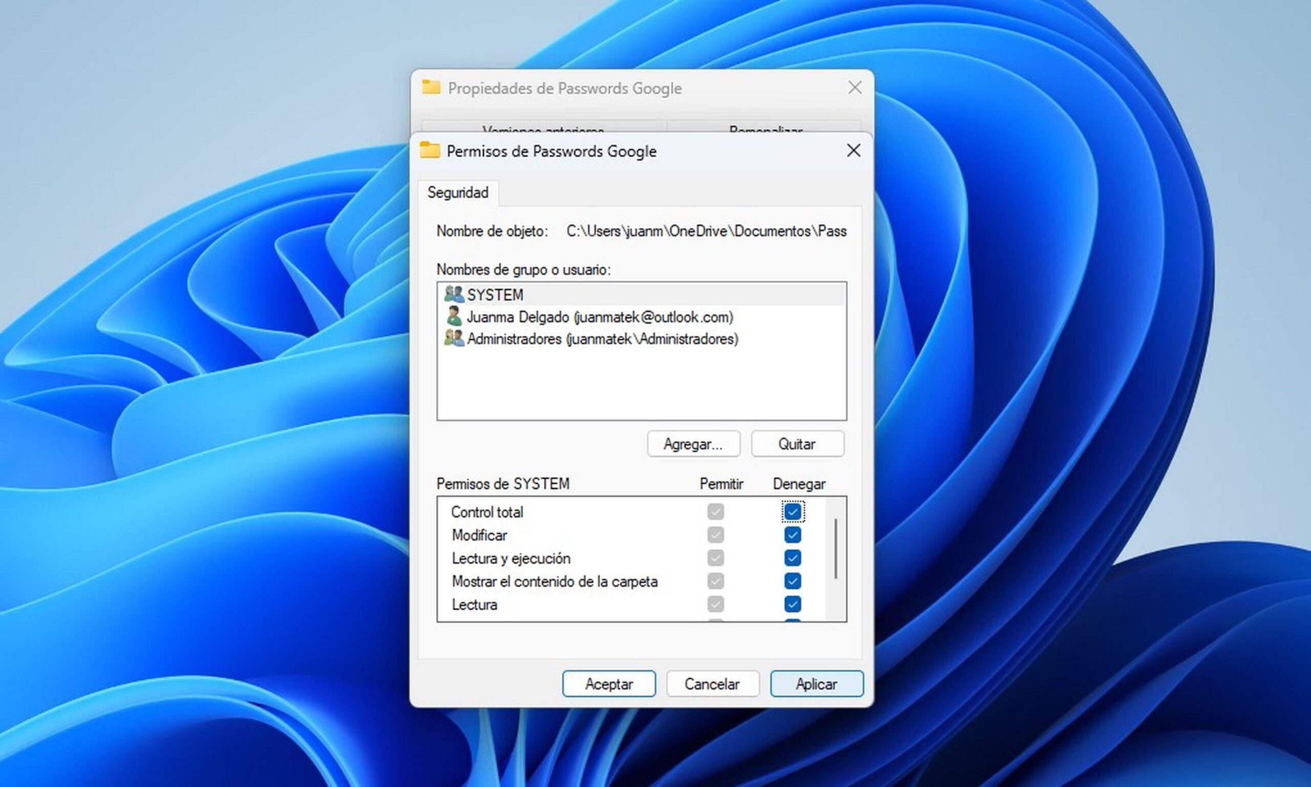 Permisos y carpetas compartidas en Windows 11