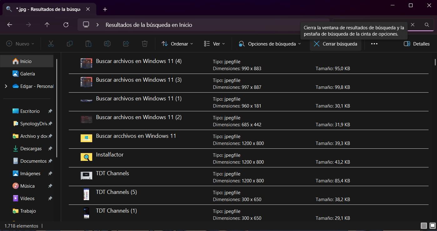 Filtros y propiedades de búsqueda en Windows 11
