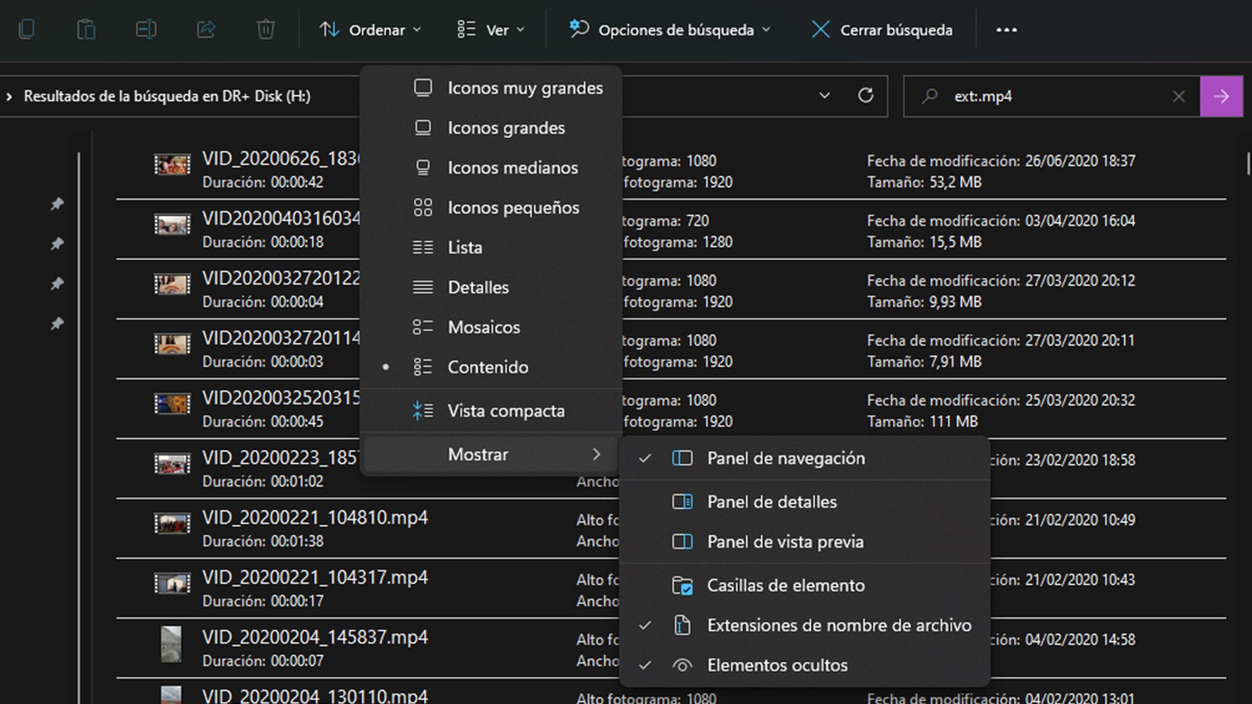 Opciones de indexación de Windows 11 para buscar contenido