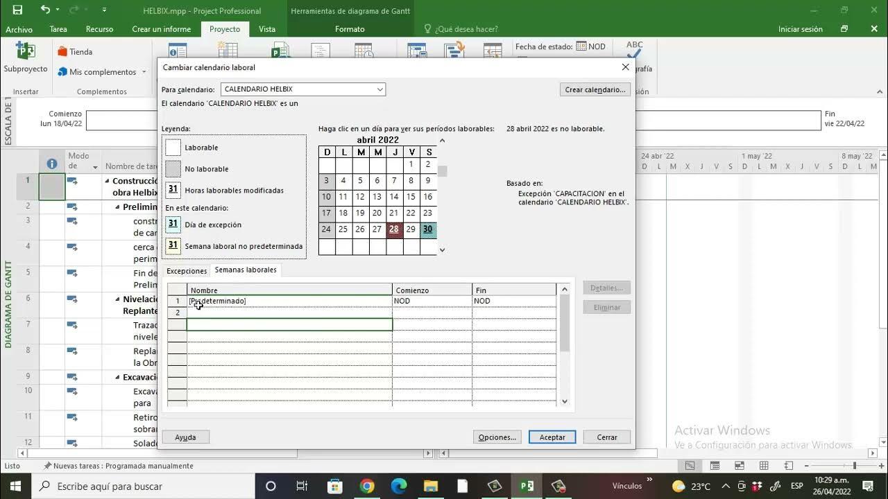 Diagrama de Gantt y estructura de tareas