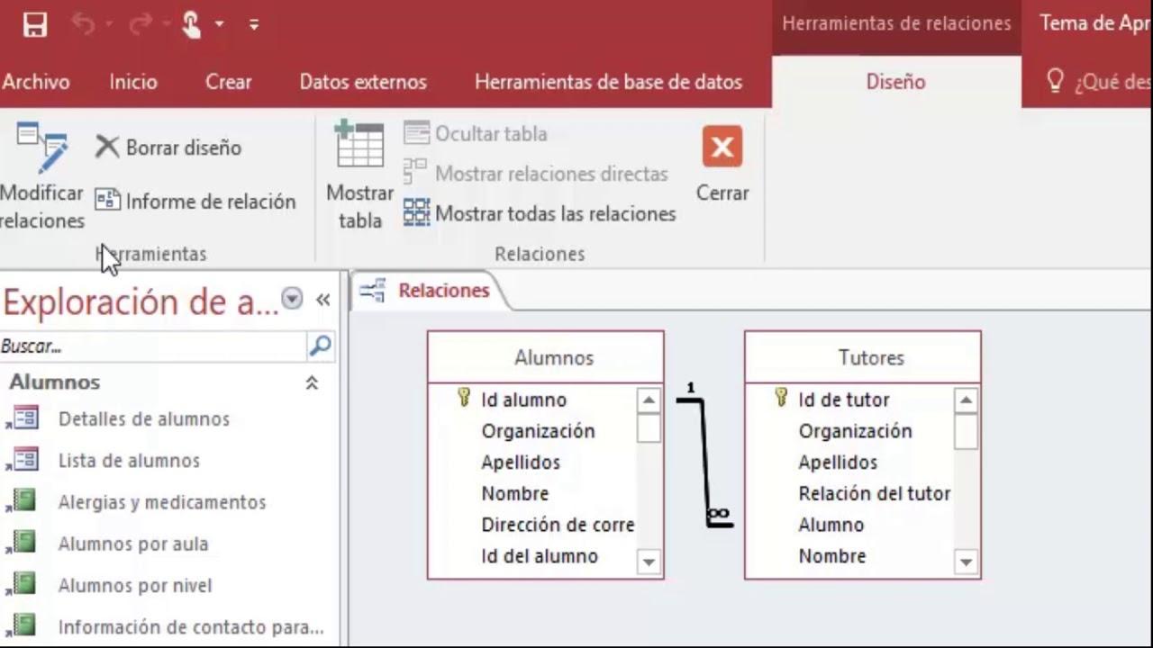 Relaciones entre tablas de Access