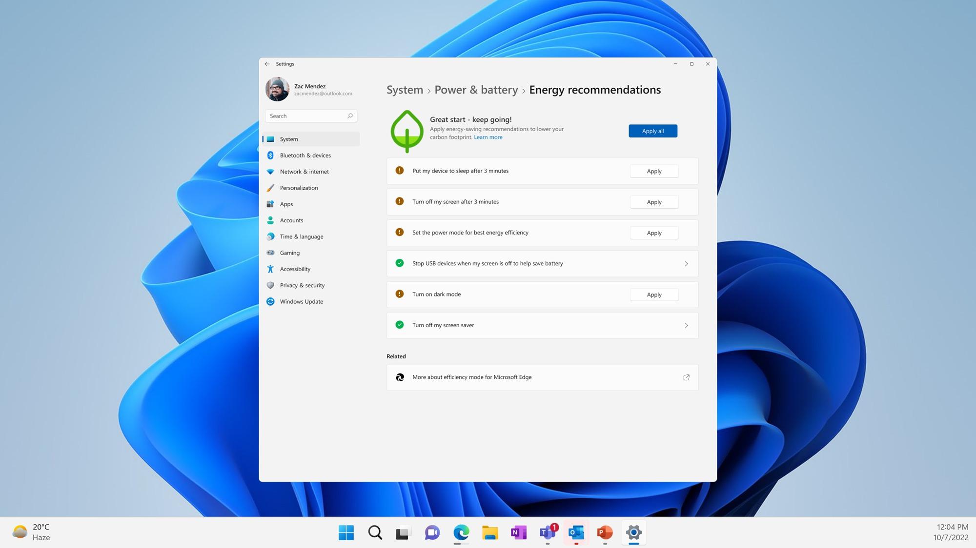 Problemas ajustes de energia Windows 11