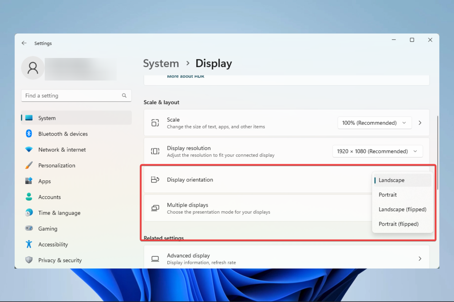 windows 11 pantalla rotada