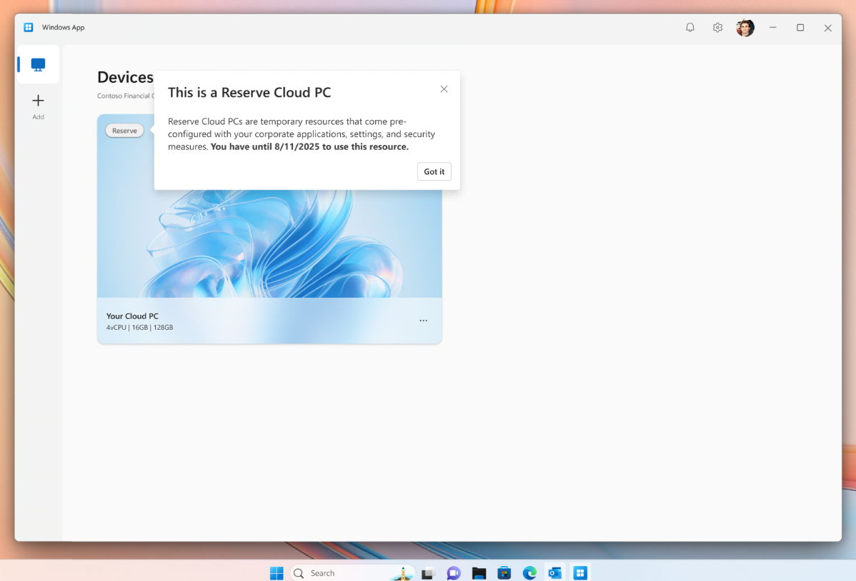 windows 365 reserve