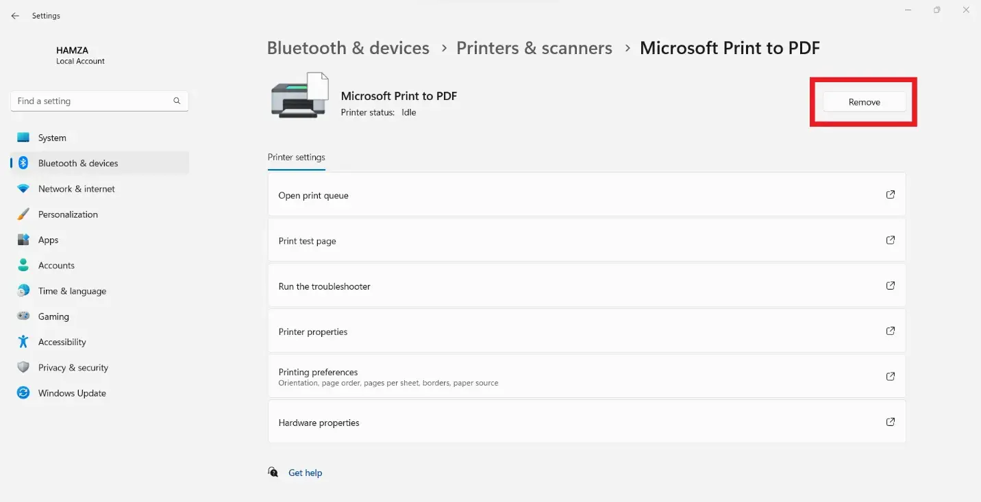 Impresora PDF virtual en Windows 11