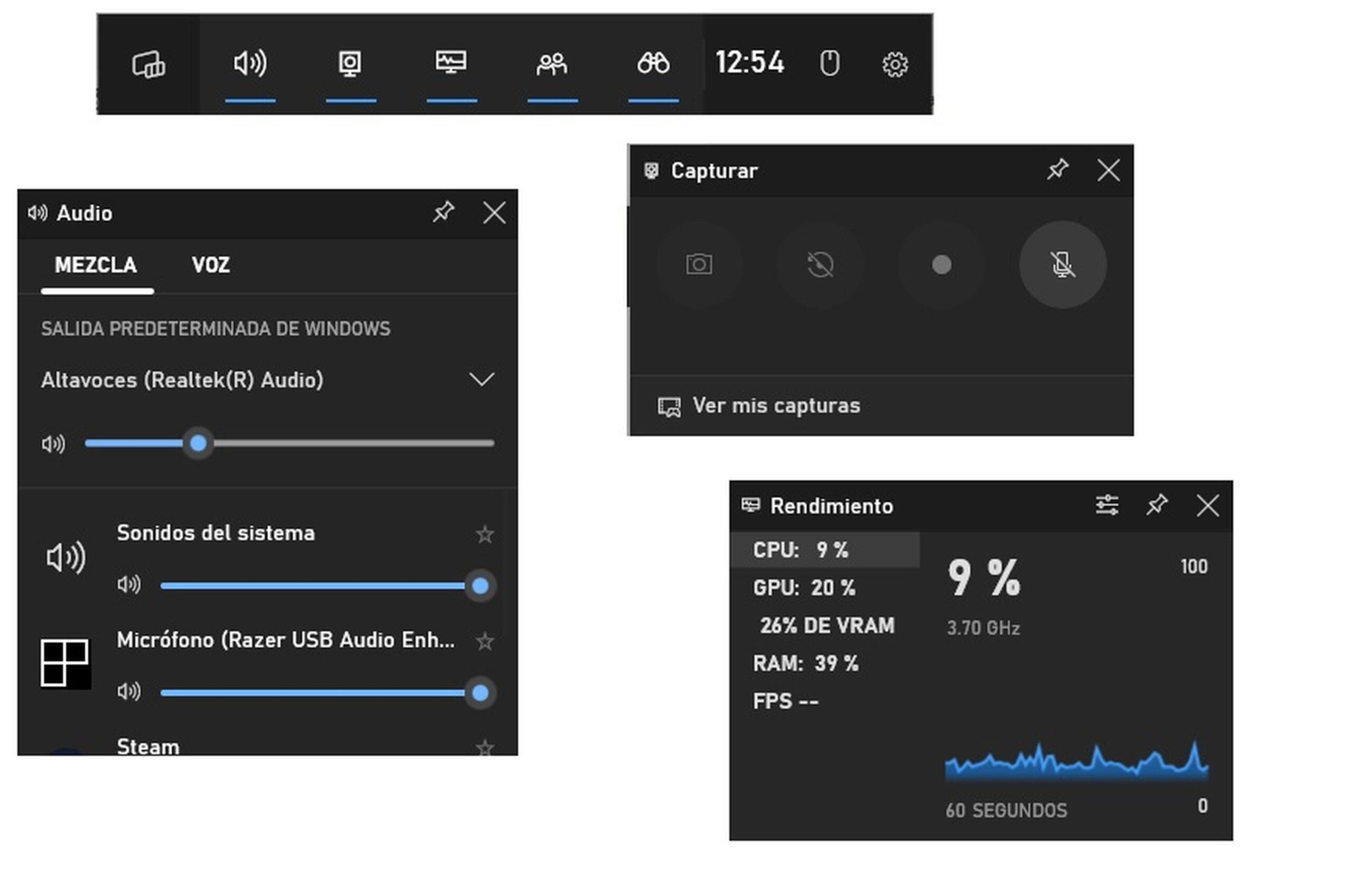 Ajustes de captura de Xbox Game Bar