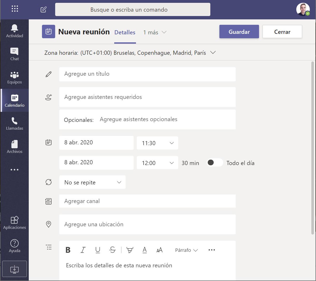 Ventajas de programar reuniones en Teams