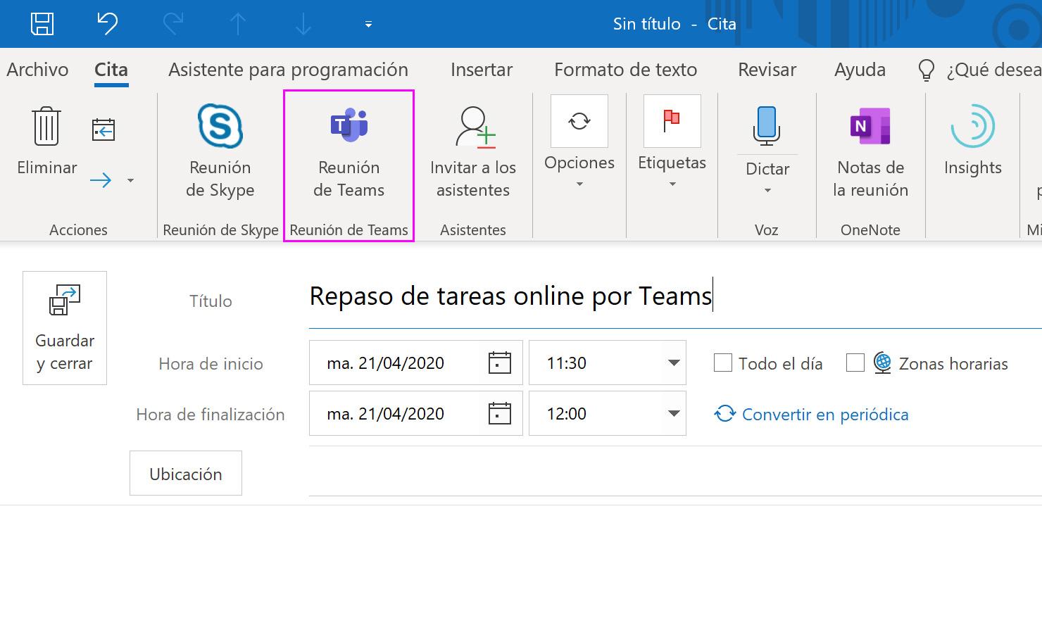 Cómo programar reuniones en Teams