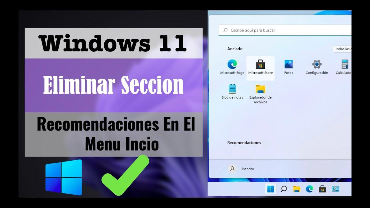 Ajustes de Inicio en Windows 11 para ocultar recomendaciones