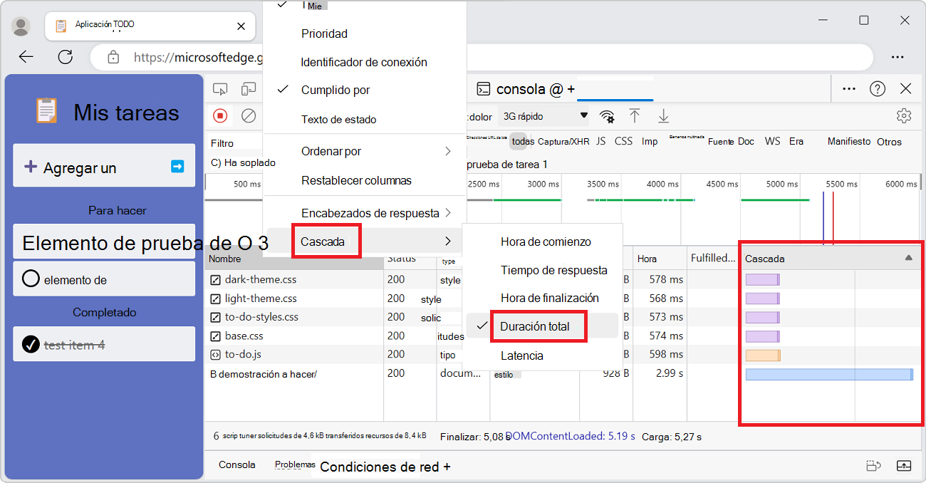 Simular red lenta en Edge