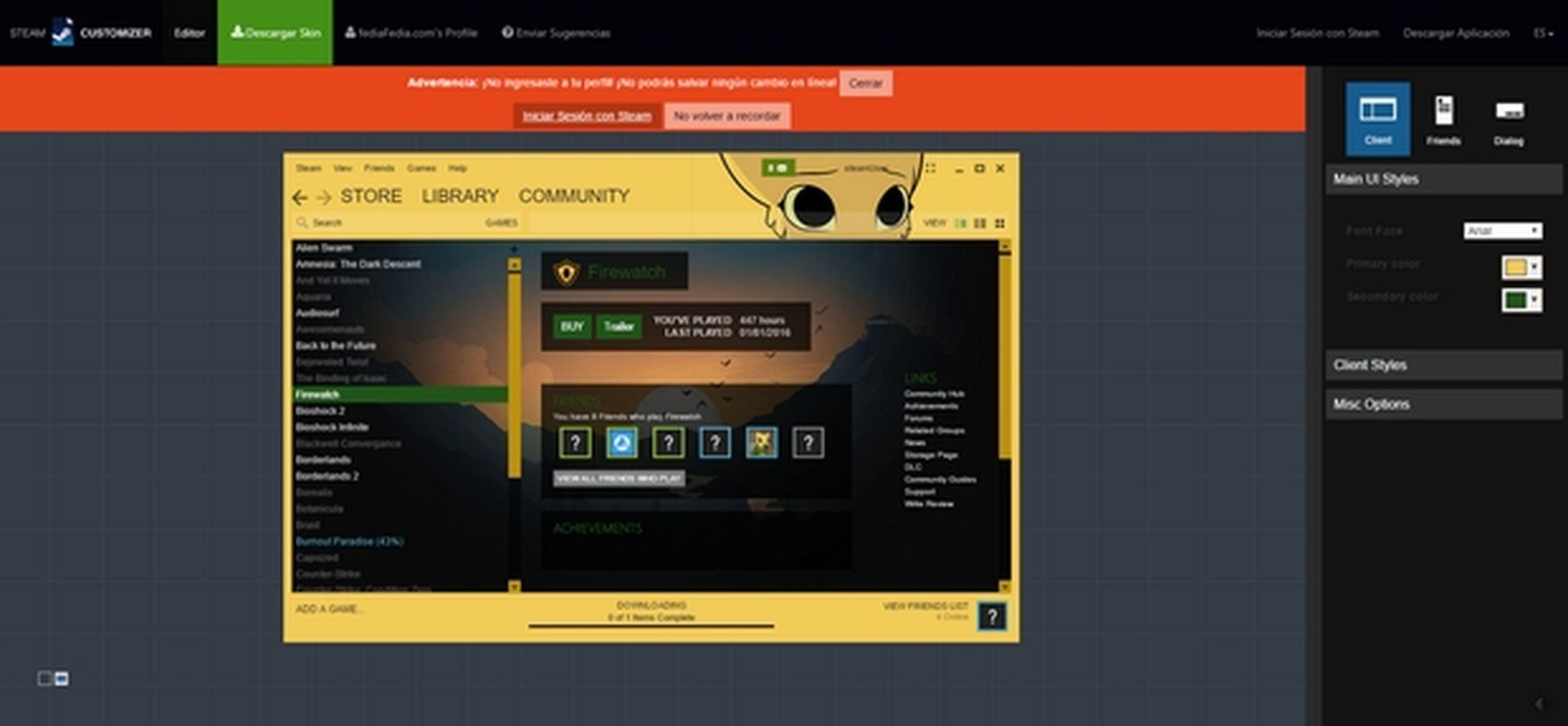 Herramienta Steam Customizer