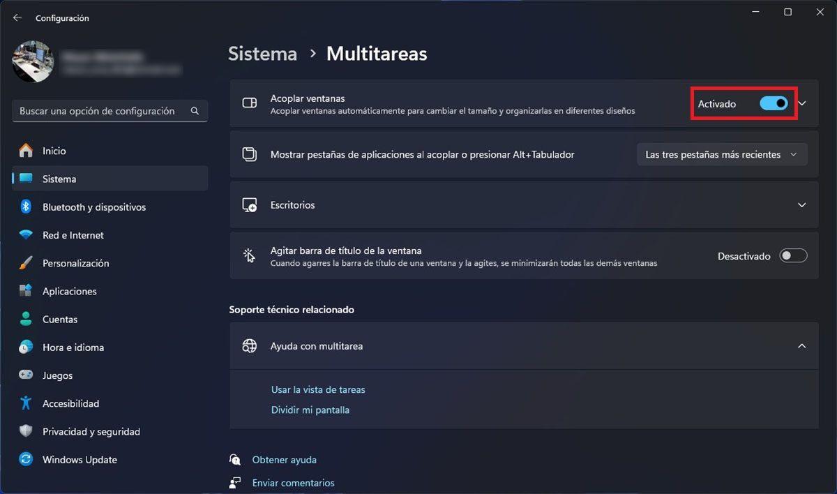 Ajustar o acoplar ventanas en Windows 11