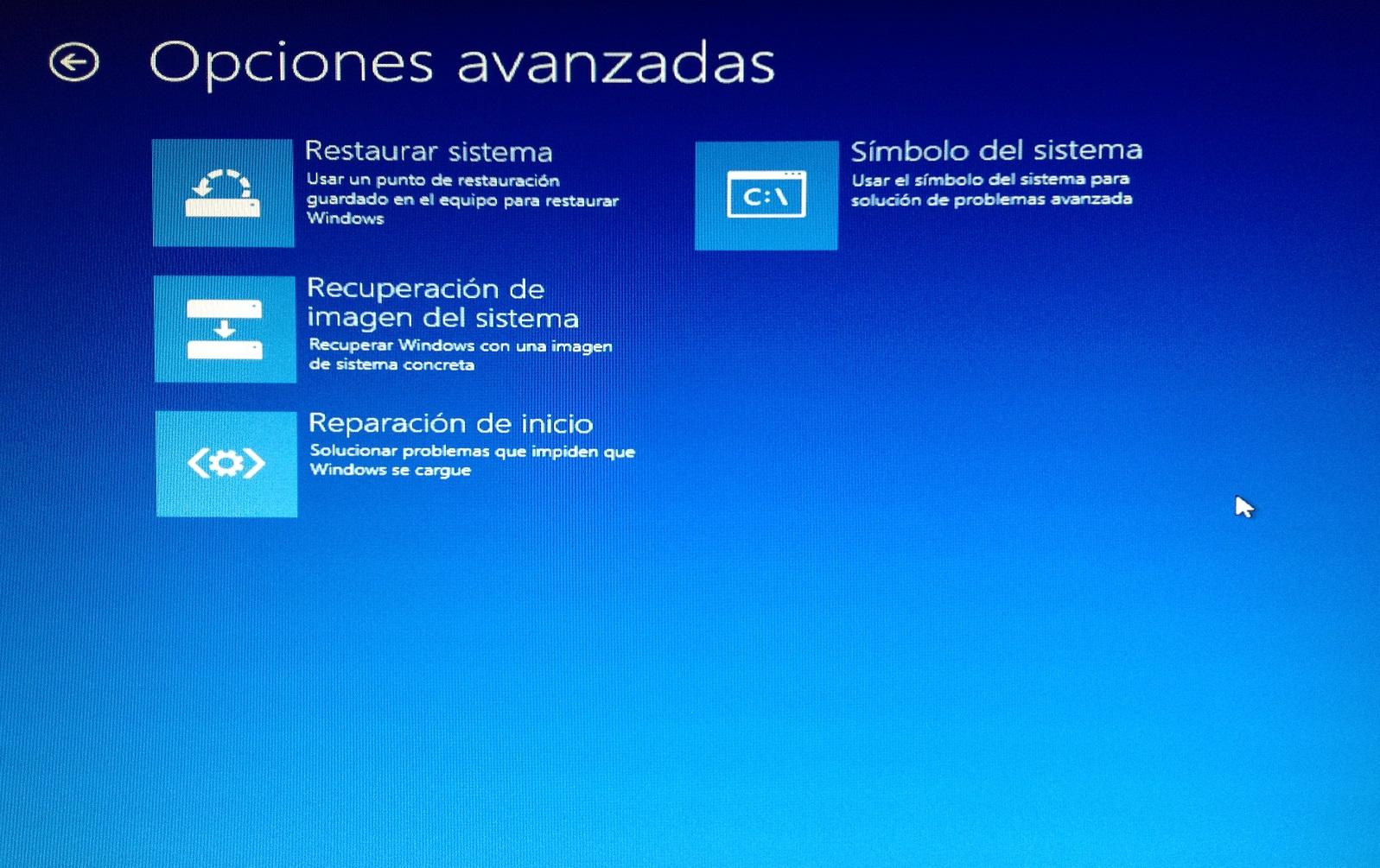 Reparación de inicio en WinRE