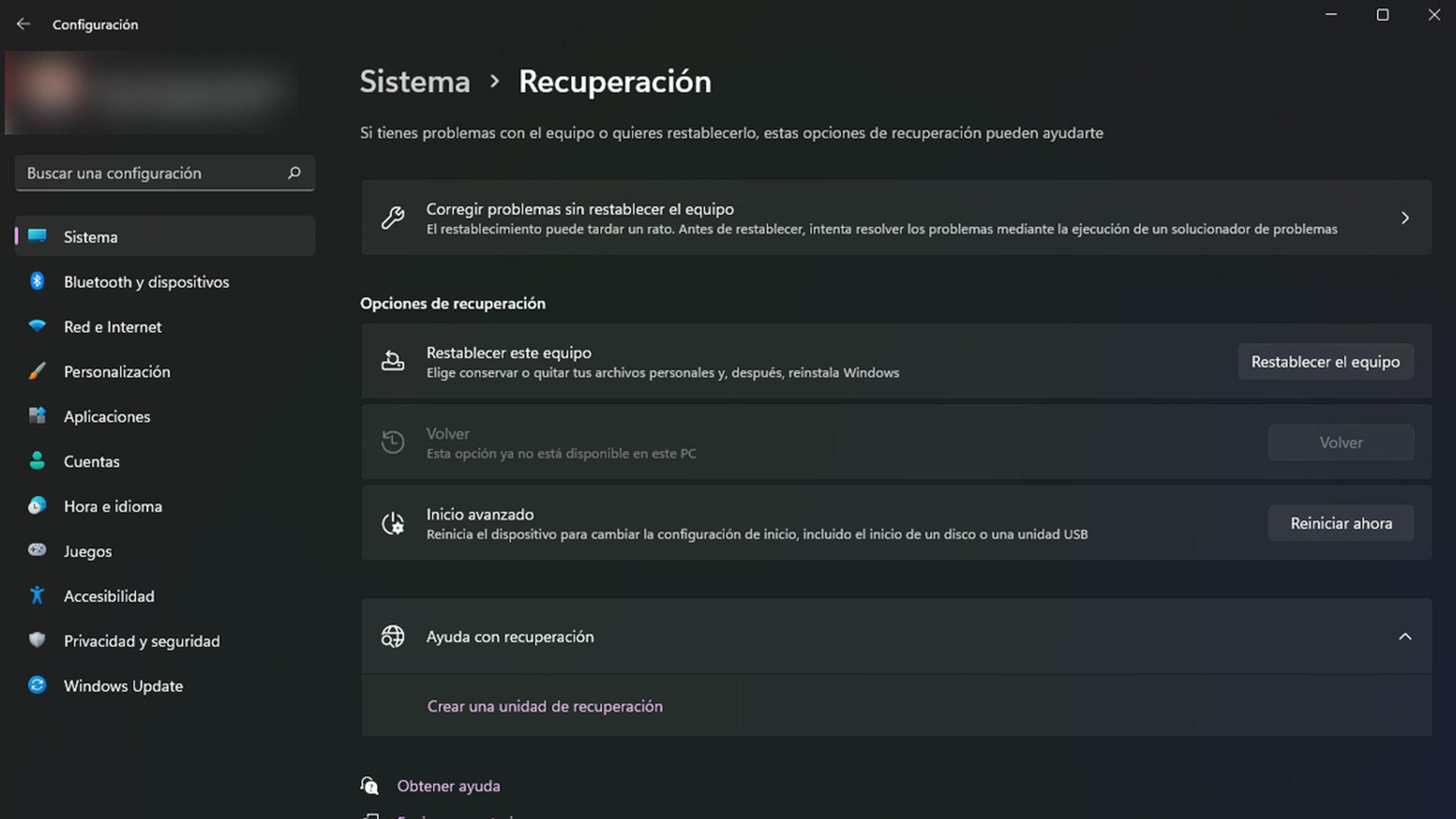 Volver a la versión anterior de Windows