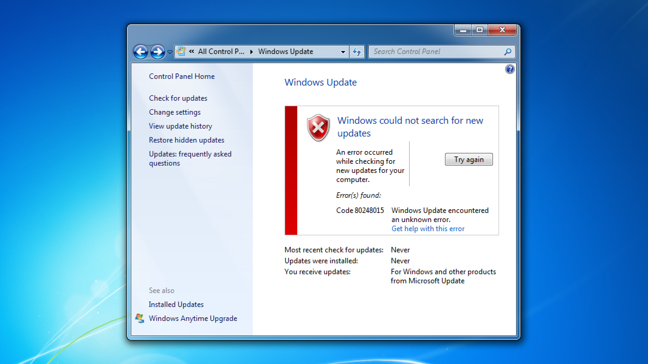 windows update error