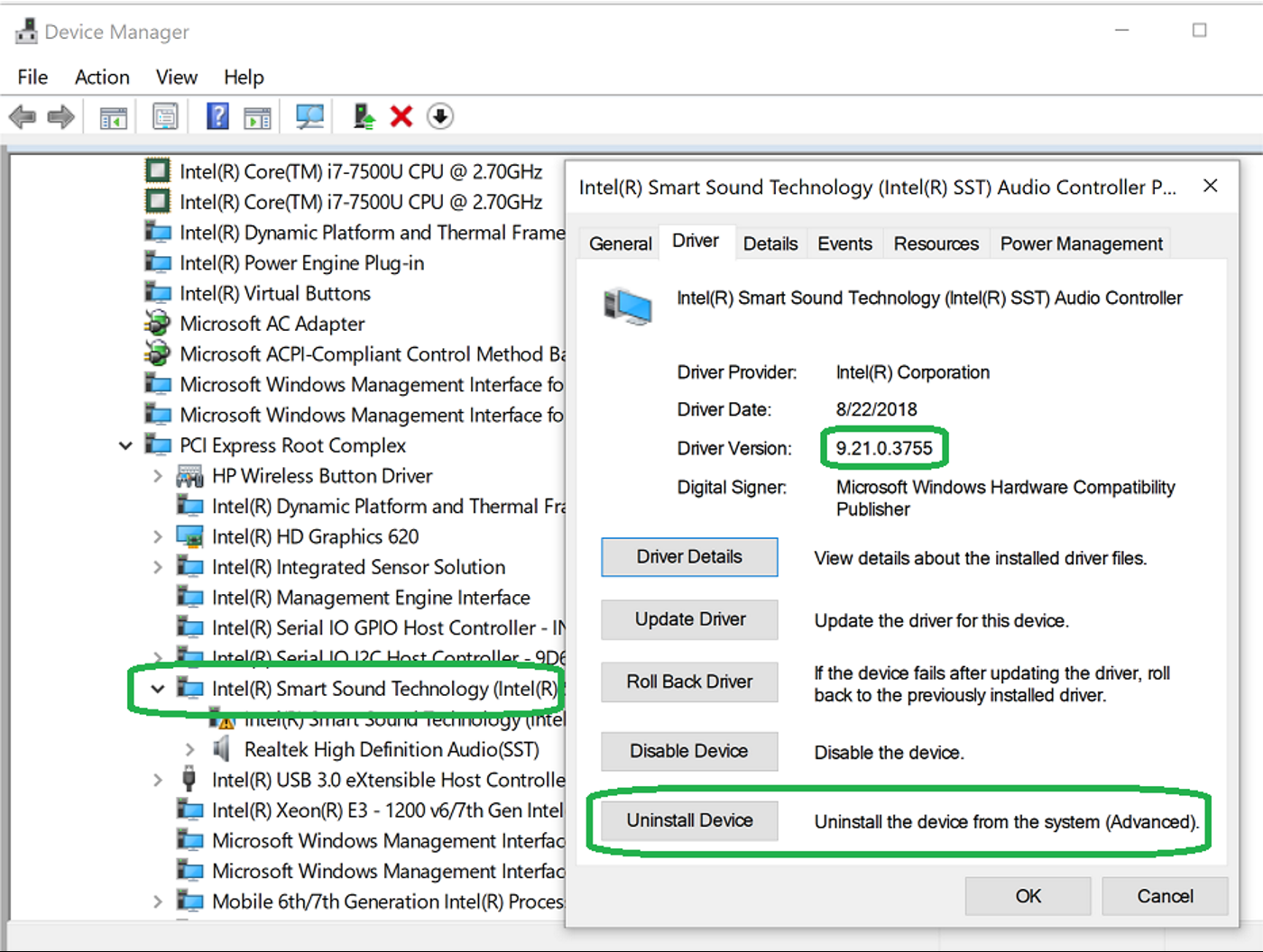 Controladores Intel Smart Sound Technology