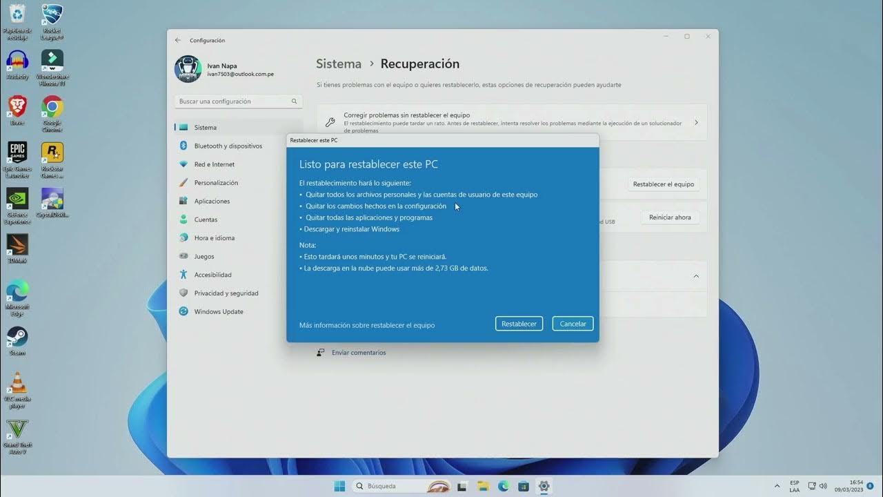 Diferencias entre conservar archivos y eliminar todo