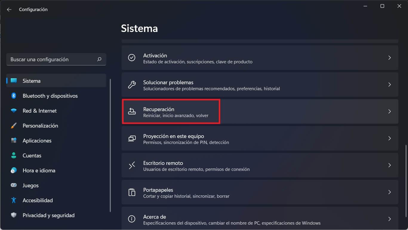 restaurar windows 11 de fábrica