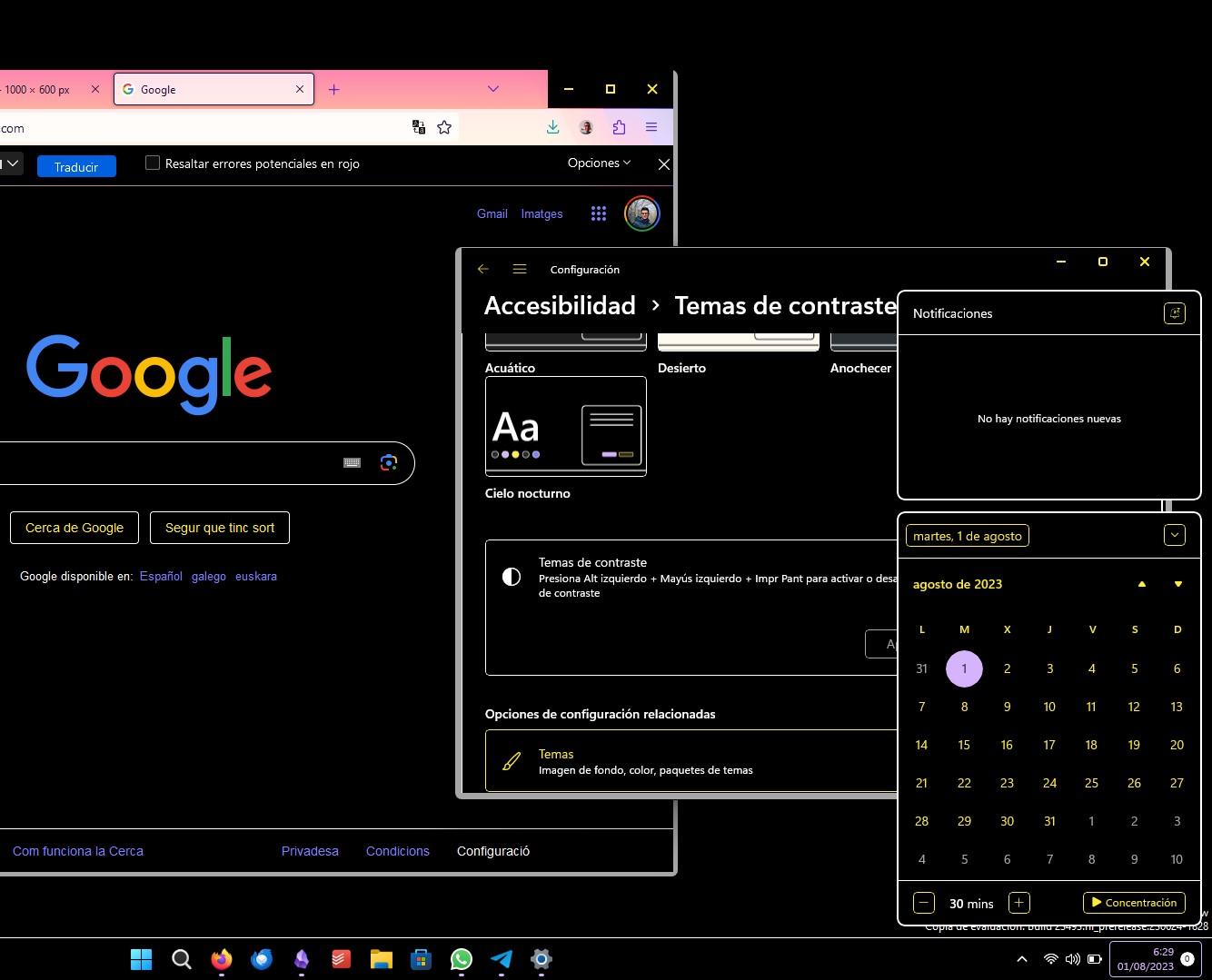 Modo de alto contraste en Windows 11