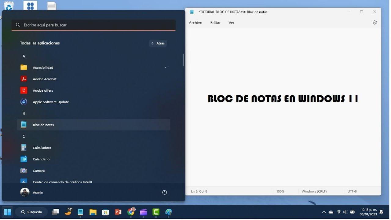 Bloc de notas en el instalador de Windows 11