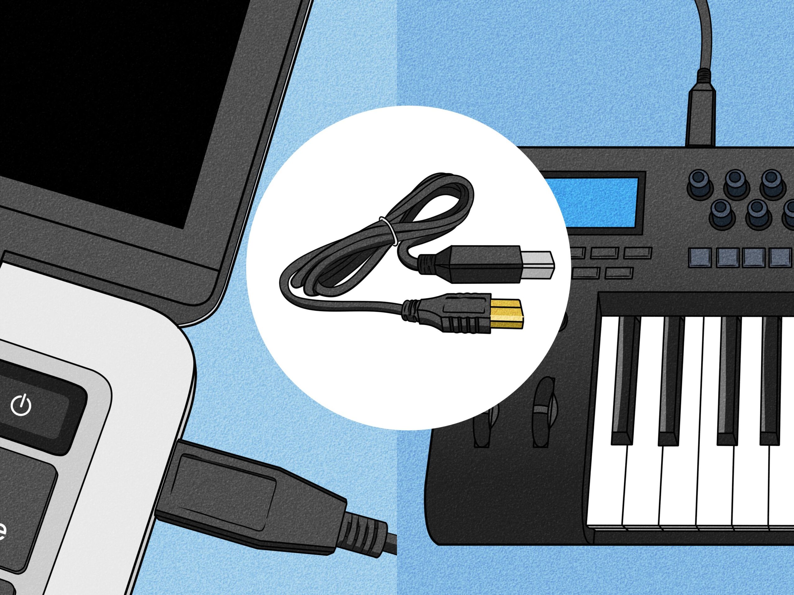 Conexión de teclado MIDI por USB y MIDI clásico