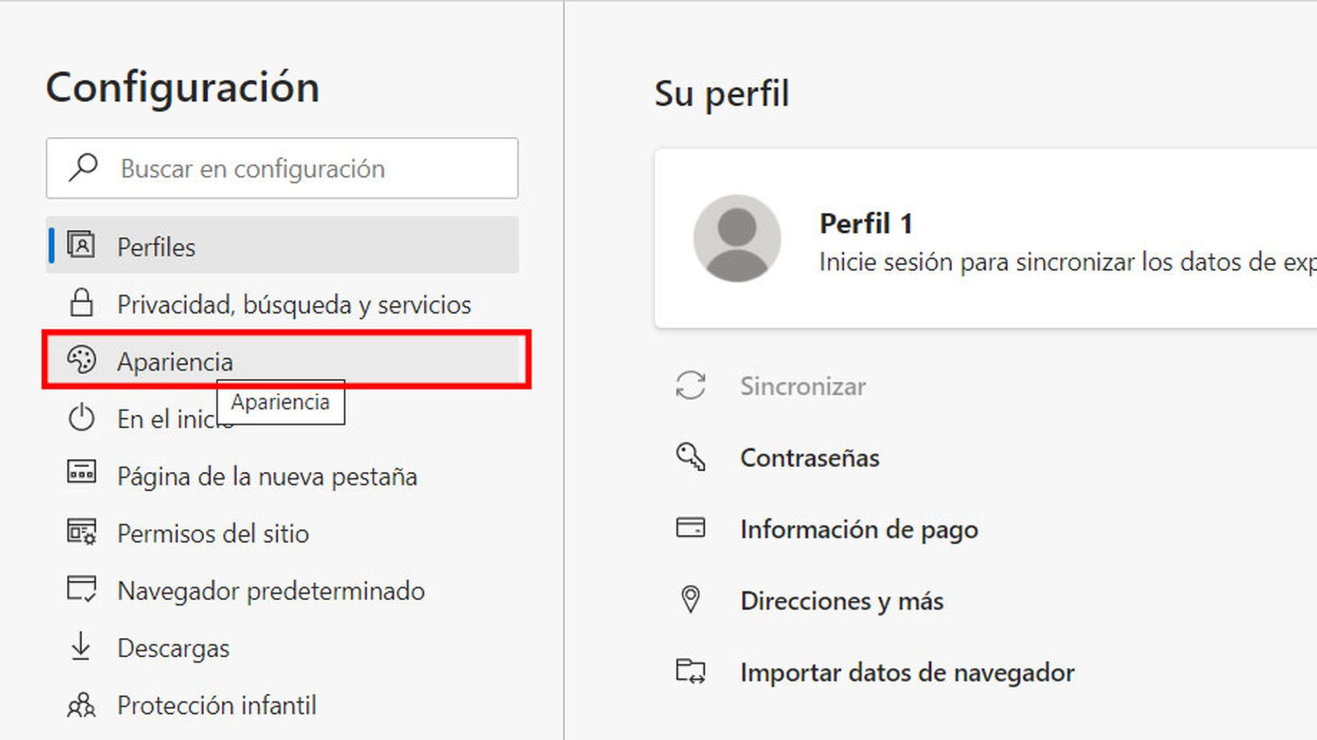 Pestañas verticales en Edge activadas