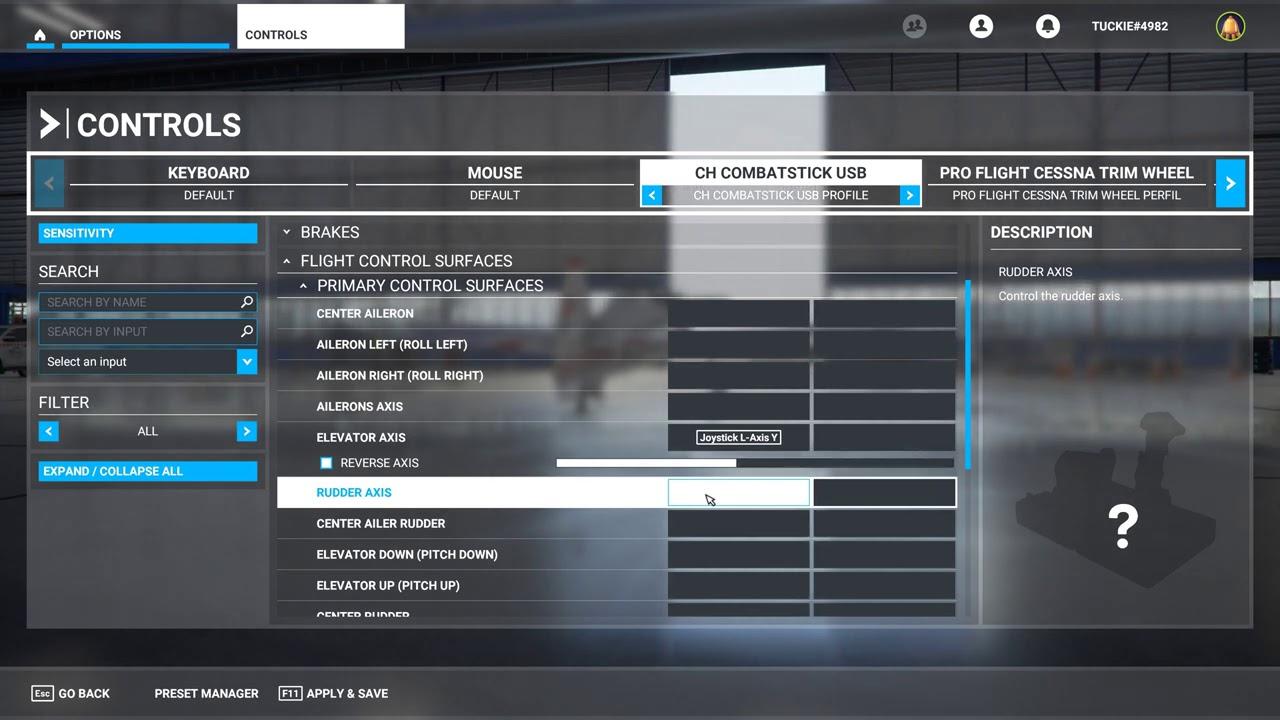 configuracion mandos de vuelo msfs