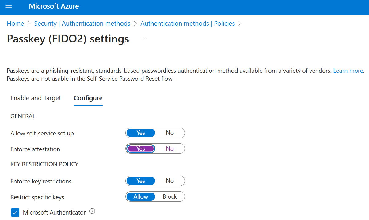 Configuración de FIDO2 para Windows Hello