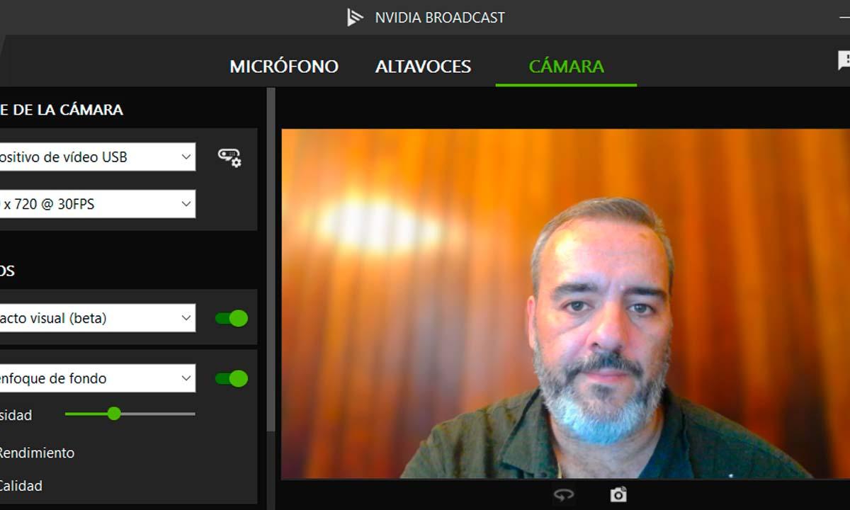 NVIDIA Broadcast audio y vídeo