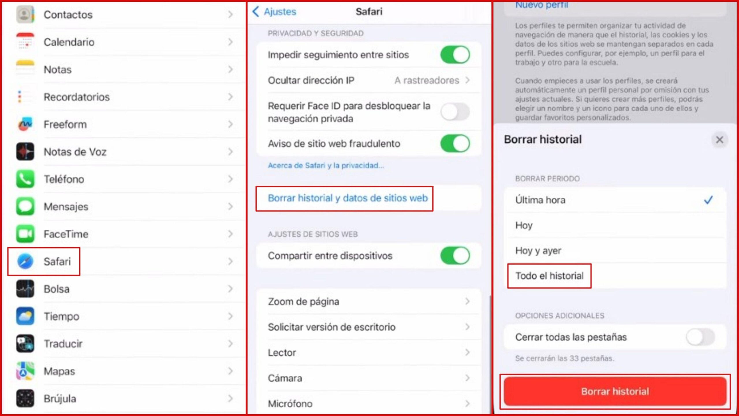 Eliminar cookies en Safari