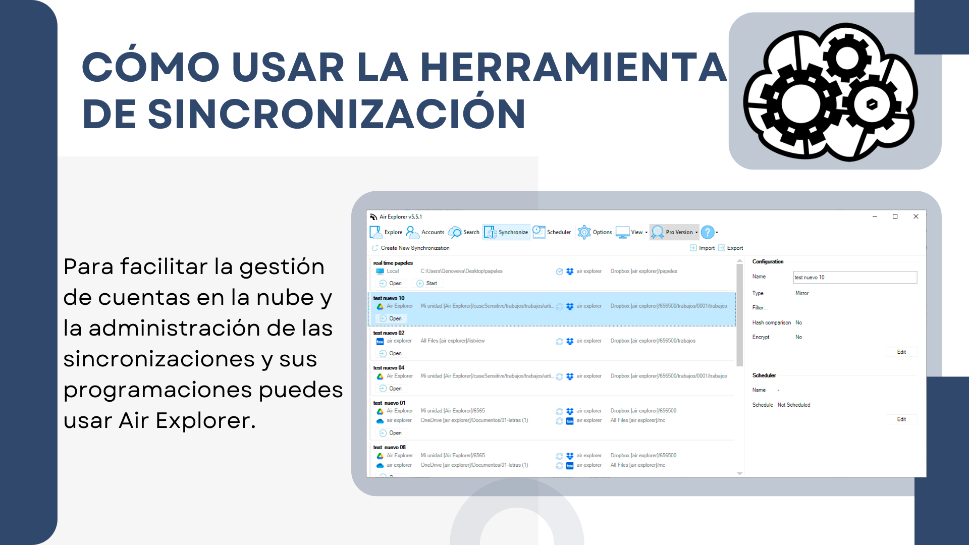 Interfaz de Air Explorer para transferir archivos