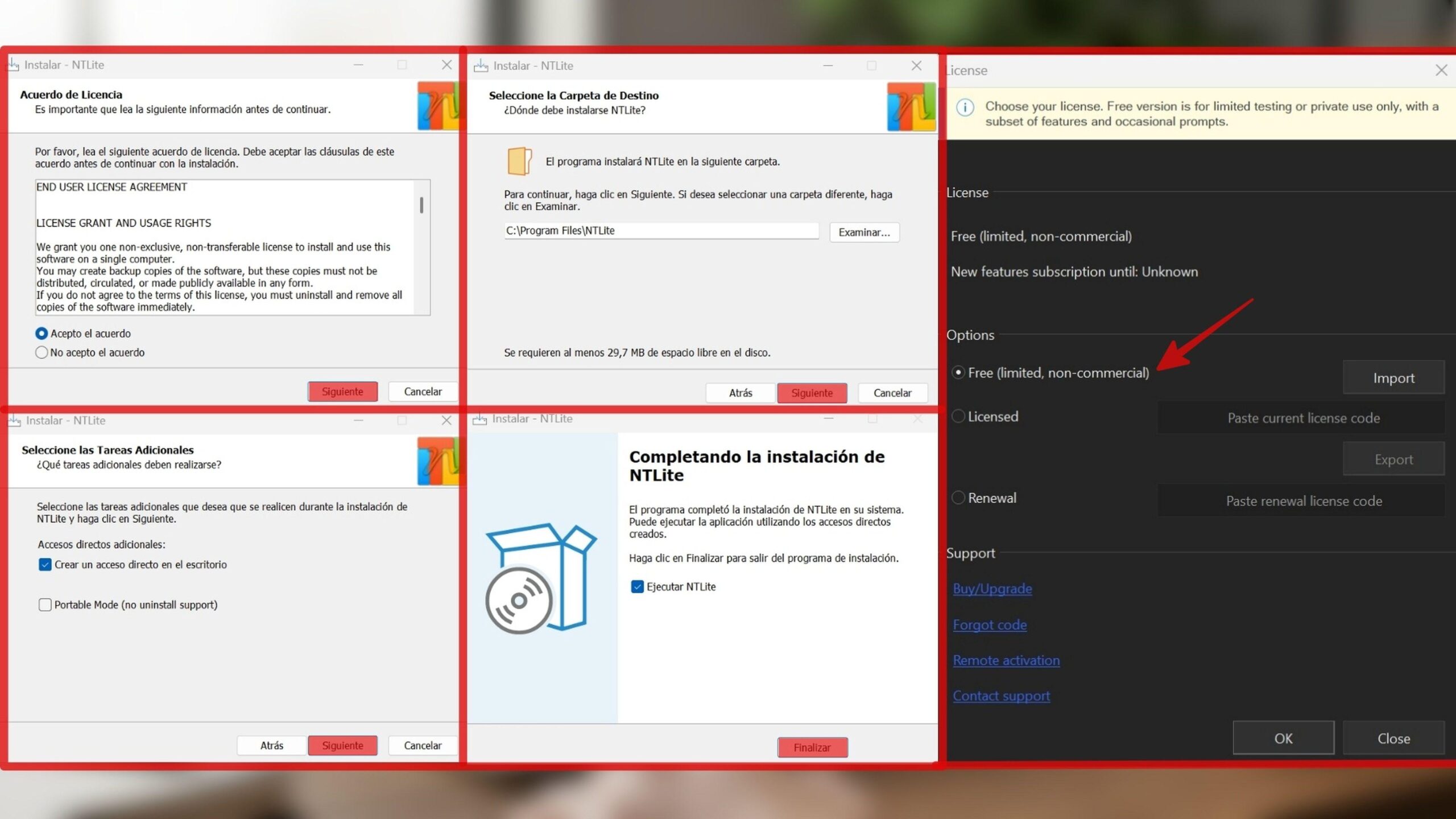 Integración de actualizaciones en NTLite