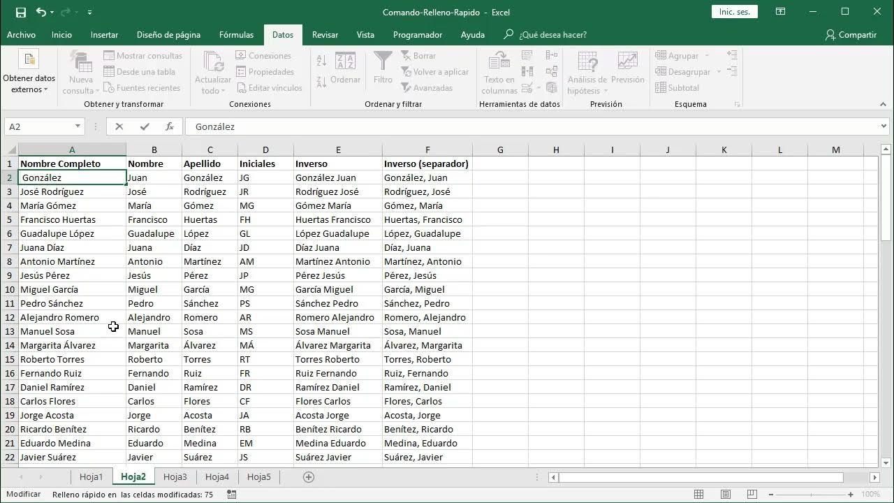 conseguir que Excel rellene datos automáticamente según patrones