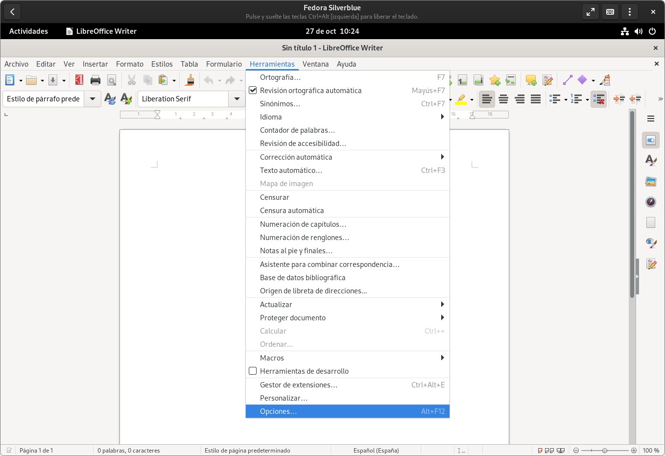 crear un docx en Word para que no cambie al abrirlo con LibreOffice
