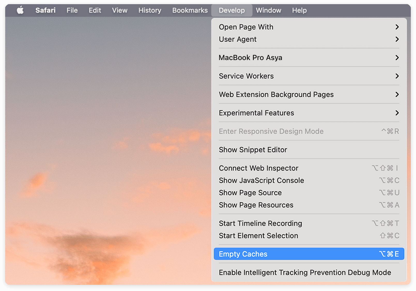 Rutas de carpetas de caché en macOS
