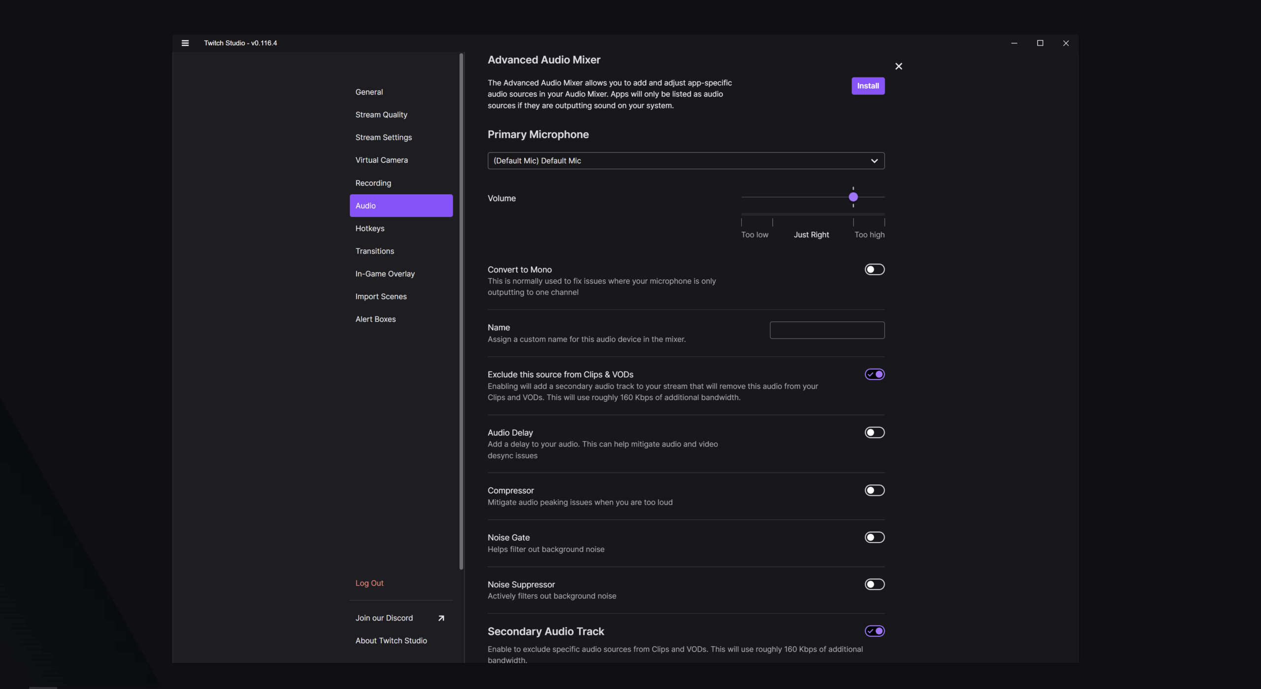 Interfaz Twitch Studio