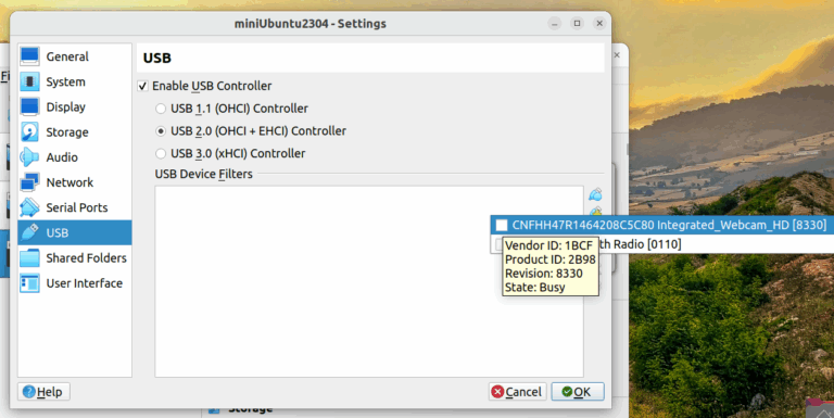 Connect USB to a virtual machine in VirtualBox