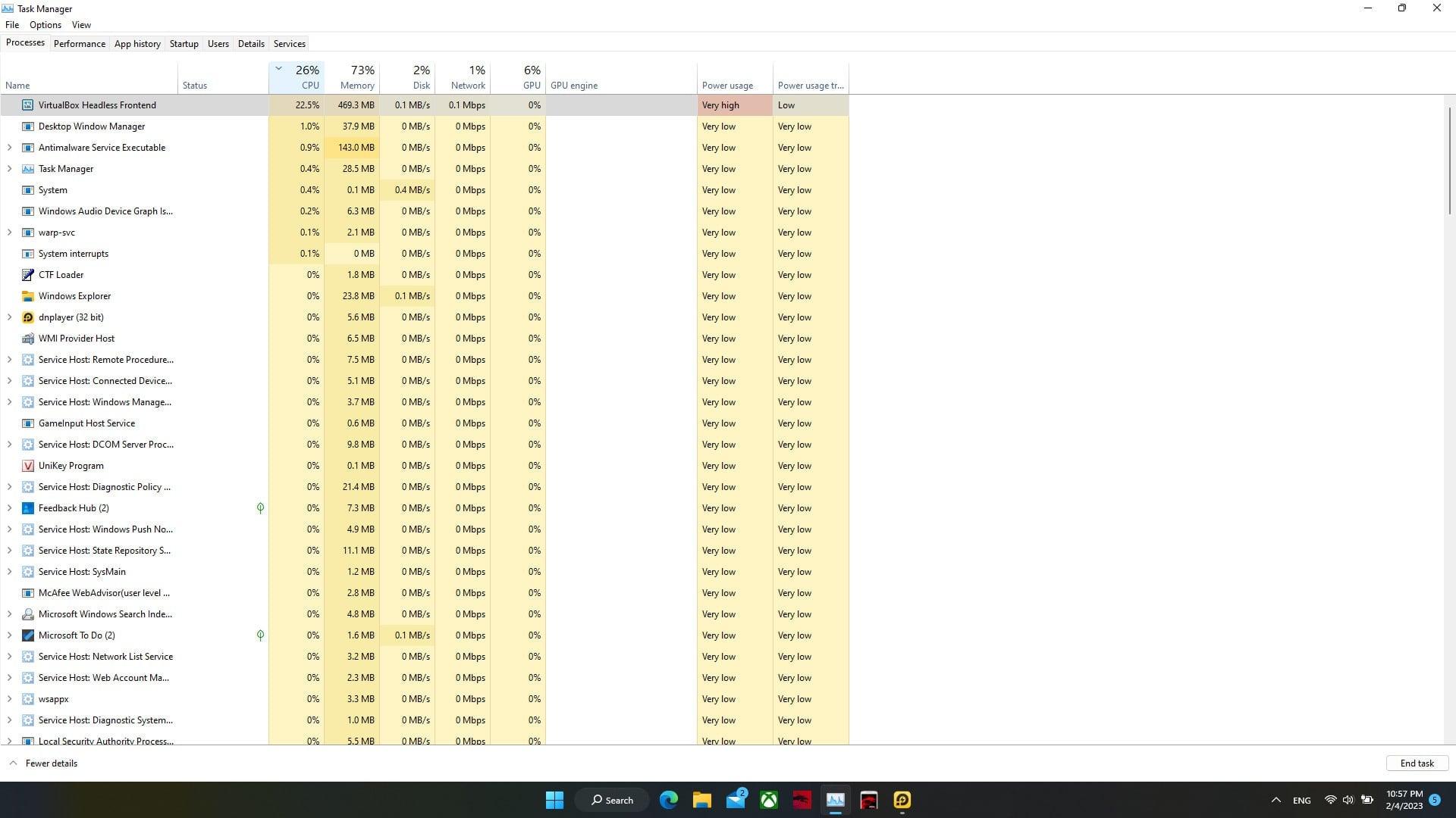 Síntomas de alto uso de CPU en VirtualBox