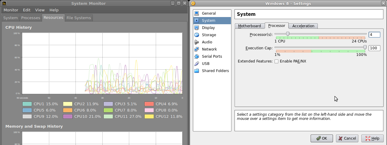 Causas de uso elevado de CPU en VirtualBox