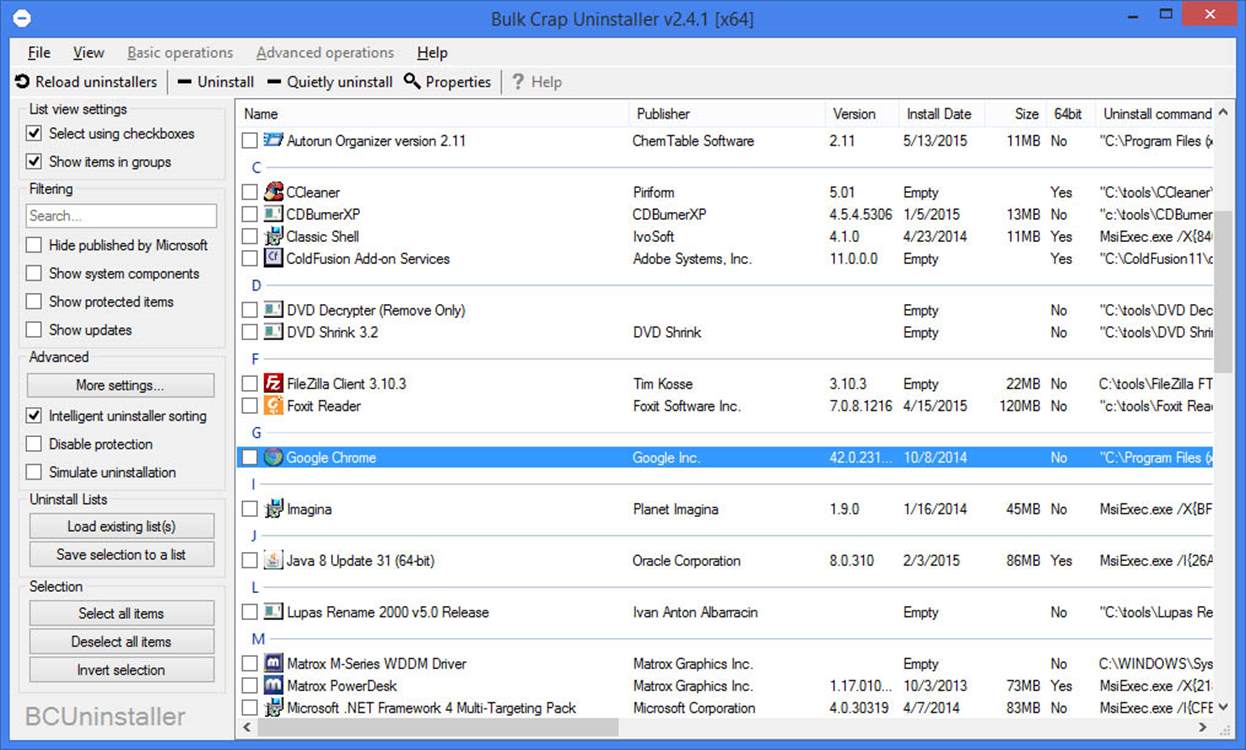 Bulk Crap Uninstaller