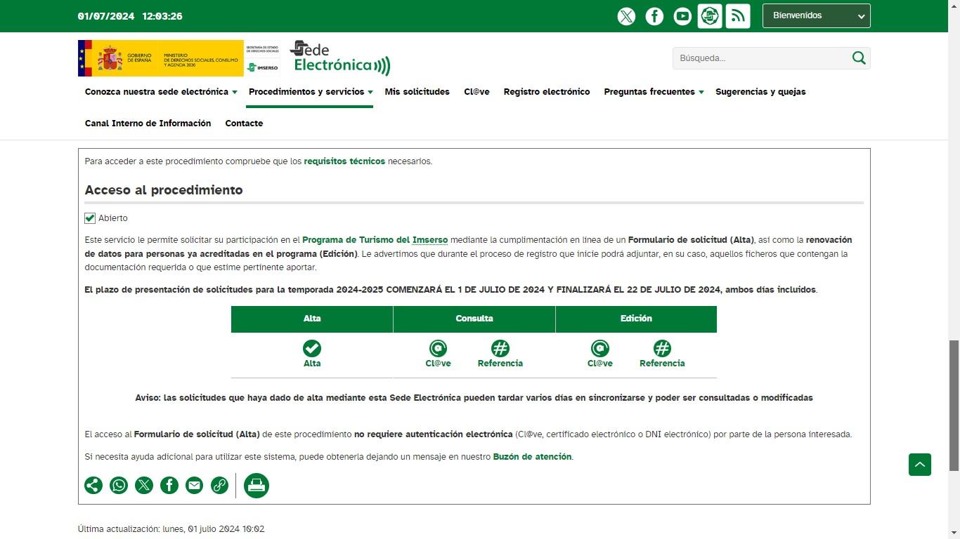 Información del IMSERSO online